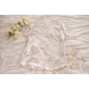 Vintage Floral Nightgown Lace Trim Satin Slip Dress Cottagecore Lingerie 2X